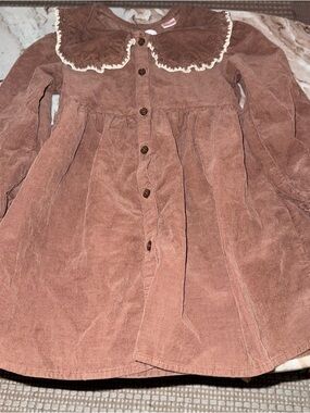 Zara Rust Brown Corduroy Dress with Scalloped Collar